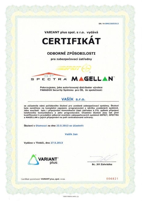 Certifikát 2